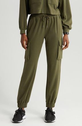 Zella Cozy Utility Joggers in Olive Night at Nordstrom, Size Large