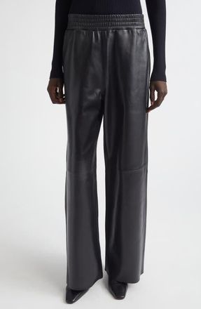 Stand Studio Maja Wide Leg Leather Pants in Black at Nordstrom, Size 10 Us