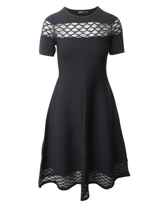 Maje Dress with Sheer Knit Design in Black Viscose