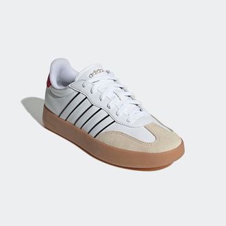 adidas Sneaker ADIDAS SPORTSWEAR BARREDA, Herren, Gr. 42,5, weiss (cloud wei&szlig;, cloud wei&szlig;, pure ruby), Leder, Synthetik, Schuhe Sneaker, inspiriert vom Desig