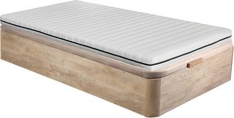 Vente-Unique Conjunto de canap&eacute; abatible de madera natural claro + colch&oacute;n de espuma desenfundable de 10 cm - NASUS de YSM&Eacute;E
