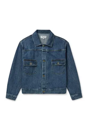 Small Talk Studio Striped Denim-Jacquard Trucker Jacket