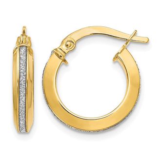 Diamond2Deal 14K Yellow Gold Glimmer Infused Hoop Earrings