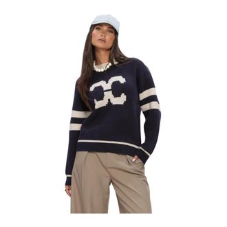 Co'Couture Truien & Vesten, Dames, Blauw, M, Co Couture Dames Trui Rowcc Coco Logo Knit Donkerblauw - Maat M