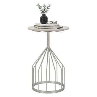 Dmora Dmora - Mesa De Caf&eacute; Lepenci, Mesa De Centro Baja, Revistero Para Sof&aacute;, Estante De La Sala De Estar, 38x38 H58 Cm, Plata