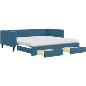 vidaXL Vidaxl - Sof&aacute; Cama Nido Con Cajones Terciopelo Azul 100x200 Cm