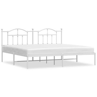 Berkfield Home Metal Bed Frame with Headboard White 200x200 cm