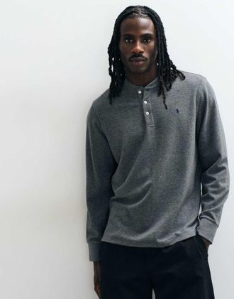 Polo Ralph Lauren top henley in maglia da casa antracite-Grigio