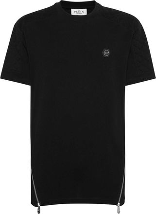 Philipp Plein zip-detail T-shirt - men - Cotton - XXXL - Black