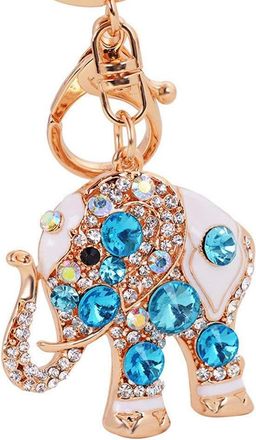 Generic Alloy Rhinestone Elephant Keyring Car Key Ring Bag Pendant Keychain Multicoloured