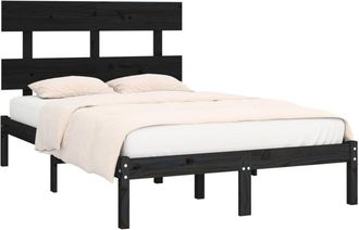 vidaXL Bed Frame without Mattress Black 140x190 cm Solid Wood Vidaxl