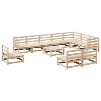 Berkfield Home 11 Piece Garden Sofa Set Solid Wood Pine in Light Tan