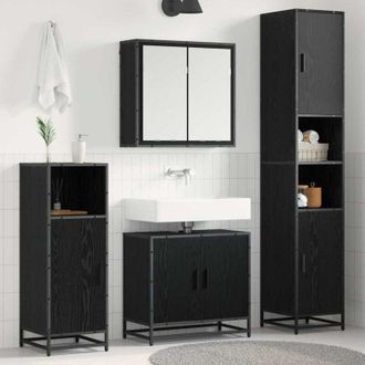 vidaXL Juego De Muebles De Ba&ntilde;o Gris Sonoma Madera Compuesta Metal