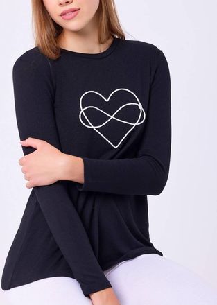 French Kyss Infinity Heart Detail Top In Black/ivory