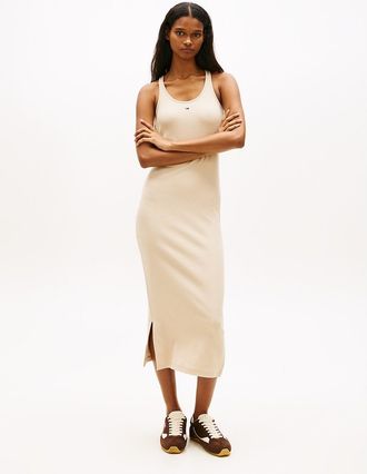 Tommy Hilfiger Womens Tommy Jeans Racerback Midi Tank Dress - Beige - XL