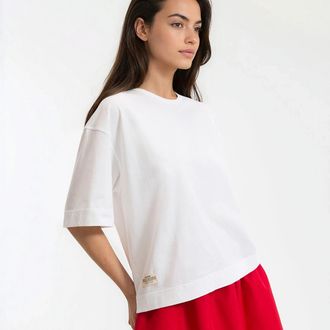 La Redoute Collections Los oversized katoenen T-shirt, ronde hals, korte mouwen