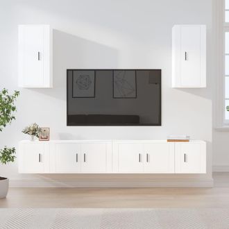 Berkfield Home 6 Piece TV Cabinet Set White Engineered Wood
