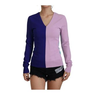 Dolce & Gabbana Jersey de punto con cuello en V y bloques de color - Knitwear - Mujer - Multicolor - S