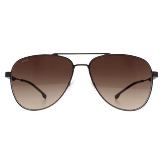 HUGO BOSS Aviator Heren Mat Donker Ruthenium Bruin Kleurverloop BOSS 1641/S