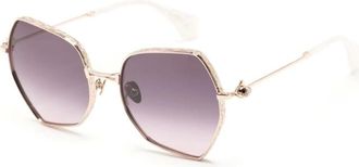 Vivienne Westwood Sunglasses, unisex, Yellow, 57 MM, Hardware Orb Hexagonal-Frame Sunglasses
