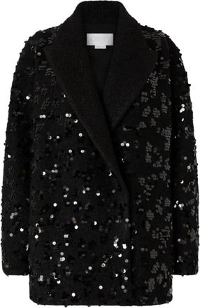 Genny Double-Breasted Coat - Dames - Mantel - Zwart - S - Leer - Jassen