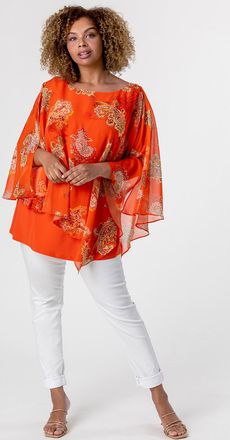 Roman Paisley Print Chiffon Top