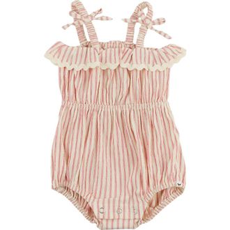 Oh Baby! Stripe Harriet Romper in Red Cherry at Nordstrom, Size 12-18M