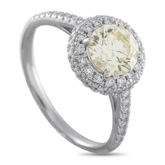 Luxury Bazaar Platinum 1.35ct Diamond Double Halo Ring MF06-123025