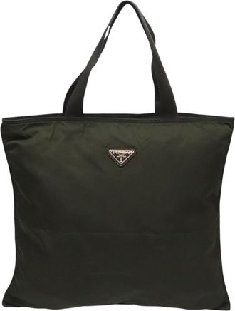 Prada Tessuto Khaki Synthetic Tote Bag (Pre-Owned)