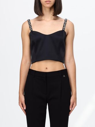 Twinset Top cropped in raso con strass