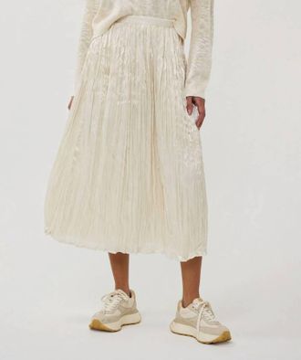 Esqualo Svea Plisse Changeant Skirt In Off White