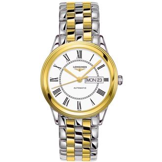 Longines Flagship White Dial Stainless Steel and Yellow Gold PVD Mens Watch L4.899.3.21.7