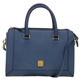 MCM Tweedehands leren handtassen - Dames - Vintage Handtas - Blauw - ONE Size - Leer - Vintage