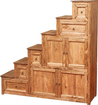 Biscottini International Mueble Cajonera Escala De Estilo Country De Madera Maciza De Tilo Acabado Con Efecto Natural - D Made In Italy