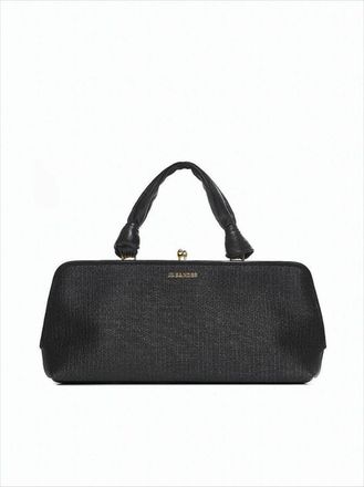 Jil Sander Textured Black Tote Bag With Gold-Tone Clasp