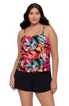 Trimshaper Roxy Swim Romper in Vintage Jungle at Nordstrom, Size 16