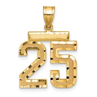 Diamond2Deal 14k Yellow Gold Medium Diamond-cut Number Charm Pendant