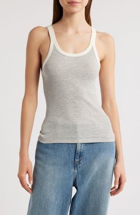 Re/Done Rib Tank in Grey With Vintage White at Nordstrom, Size X-Large