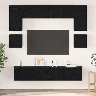 Berkfield Home with Shelf Wall-mounted Other with Storage with Door 8 pcs Black oak 80 x 30 x 30 cm Engineered wood