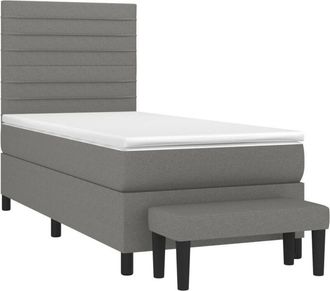 vidaXL Cama Box Spring Con Colch&oacute;n Tela Gris Oscuro 80x200 Cm Vidaxl