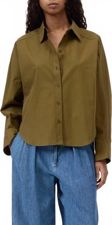 Closed Organic Cotton Gathered Shirt In Deep Olive