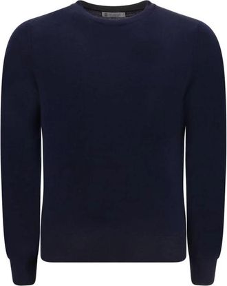 Brunello Cucinelli Cashmere trui met ronde hals - Heren - Ronde hals truien - Blauw - S - Wol - Truien & Vesten