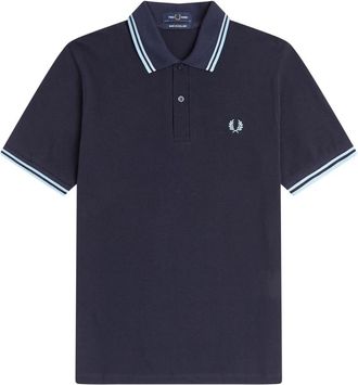 Fred Perry Contrasterend Logo Katoenen Poloshirt - Heren - Polos - Blauw - S - Katoen - Tops