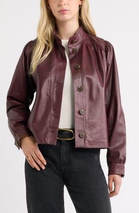Treasure & Bond Leather Swing Jacket in Burgundy Royale at Nordstrom, Size X-Large