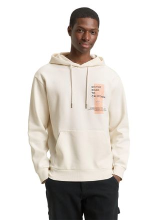 Tom Tailor Denim Hoodie TOM TAILOR DENIM, Herren, Gr. XXL, wool wei&szlig;, Sweatware, Obermaterial: 70% Baumwolle, 30% Polyester, bedruckt, regular fit normal, ohne Ausschn