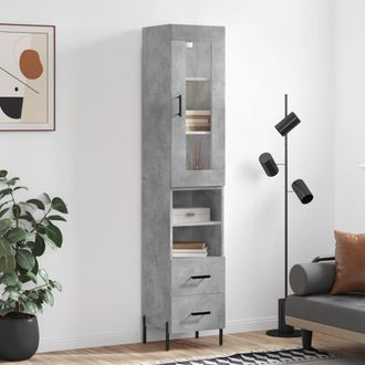 Berkfield Home Highboard Concrete Grey 34.5x34x180 cm Engineered Wood