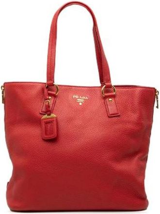 Prada Pre-owned Tote Bags, female, Red, Size: ONE SIZE Pre-owned Leather Tote Bag