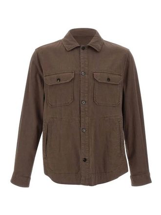 Woolrich Linen Blend Safari Overshirt Gd Slate Black