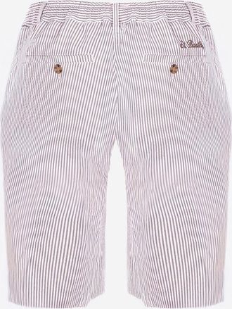 MC2 Saint Barth Mens Shorts, Striped Cotton Brown