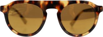 Dolce & Gabbana Womens Gla1350 Leopard Print Acetate Round Sunglasses Brown